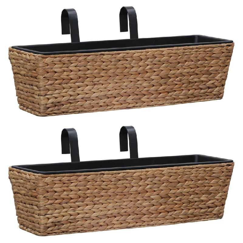 Lot de 2 jardinières 60 cm en jacinthe d'eau avec pots amovibles - 02_0000880_0