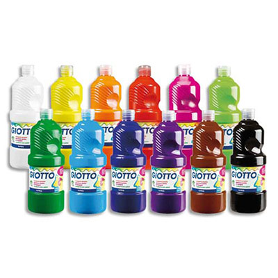 LOT DE 8 X 1 LITRE DE GOUACHE LIQUIDE GIOTTO COULEURS ASSORTIES