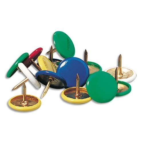 PUNAISES WONDAY - CUIVRE RECOUVERT DE PLASTIQUE - COLORIS ASSORTIS - BOÎTE DE 100