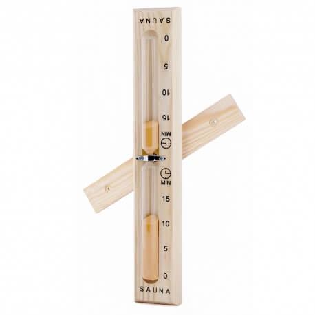 Sablier pour sauna en bois de pin - Sable orange - Dimensions 65 x 340 mm - Résistant à la chaleur et à l'humidité_0