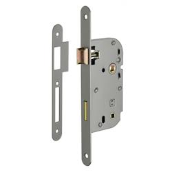 Serrure encastrable à condamnation pour porte de salle de bain et toilettes, axe 50mm, bouts ronds, gris - THIRARD - gris 3150269139342_0