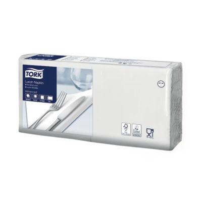 Serviettes de table en papier Lunch Tork, coloris blanc, le colis de 200, 477149_0