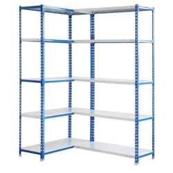 SimonRack Étagère d’Angle Métallique 1800x900x300 mm, 10 Niveaux, Tablettes en Acier, 80 kg par Niveau, Bleu/Blanc – Simoncorner - blanc métal_0