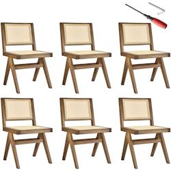 TecTake GmbH tectake Lot 6 chaises en bois avec cannage viennois design rétro chêne clair - 405907 - beige Bois massif 405907_0