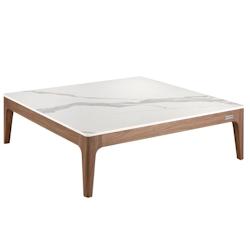 AC ANGEL CERDA Angel Cerdá Table basse carrée en porcelaine, marbre et noyer 2042C 100 x 100 x 30 - marron Bois manufacturé 8435631002116_0
