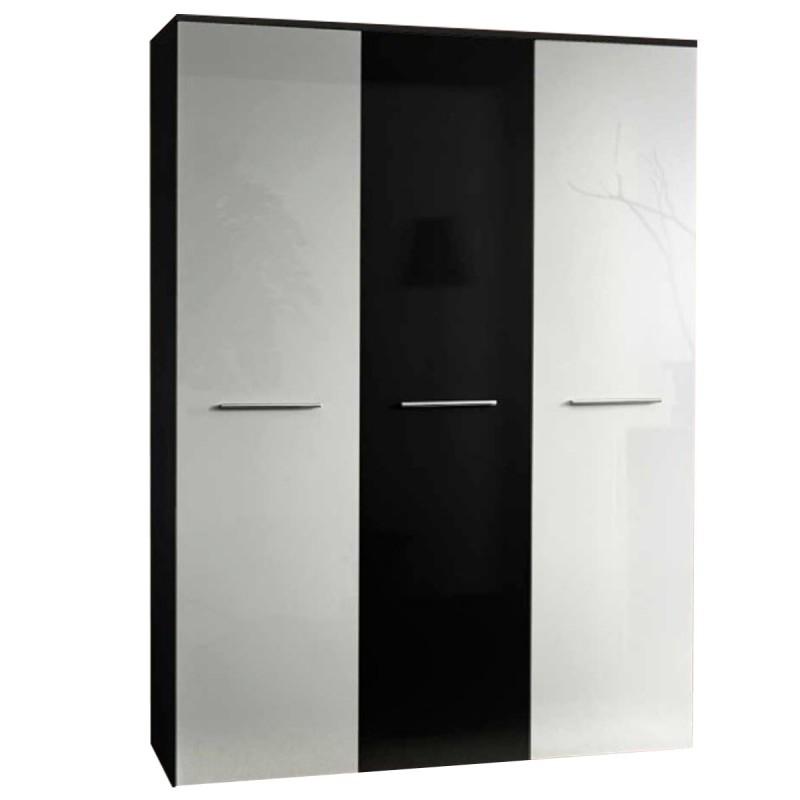 ARMOIRE 3 PORTES BIG 190CM BLANC & PORTE NOIRE - PARIS PRIX_0