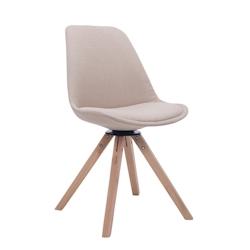 Décoshop26 - Chaise de salle à manger x1 chaise visiteur assise pivotant à 360° en tissu crème piètement en bois carré clair 10_0003474 - 30002_0