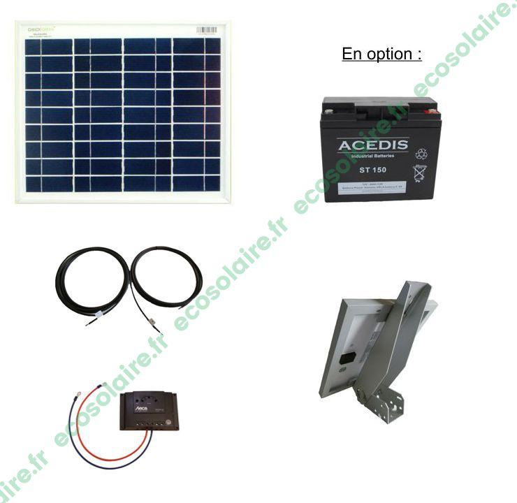 KIT AUTONOME SOLAIRE 12W 12V ÉCOSOLAIRE® AUCUNE POTENCE DE FIXATION_0