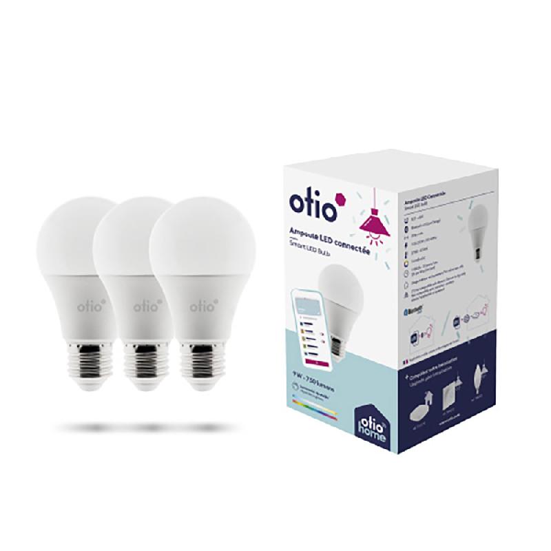 Pack de 3 ampoules LED connectées Bluetooth E27 9W - Otio - Compatible Google Home et Alexa - RVB 16M couleurs_0