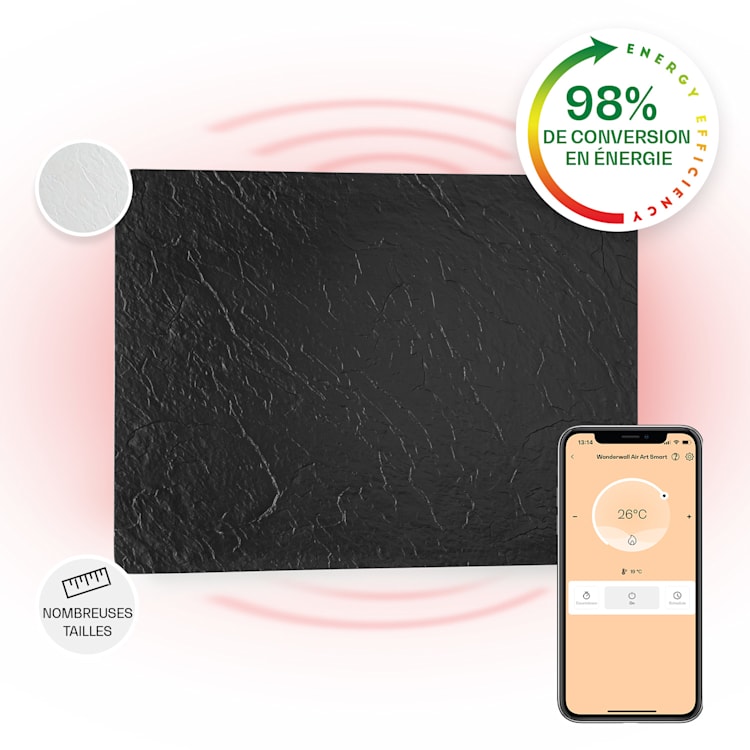Chauffage infrarouge à longues ondes 550W - Wonderwall Earth - Efficace jusqu'à 11m², design en pierre élégante_0