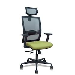 Piqueras y Crespo Silla Haches traslack malla negra asiento bali verde oliva brazos 2D ruedas 65mm cabecero regulable - vert multi-matériau 395TKM840_0