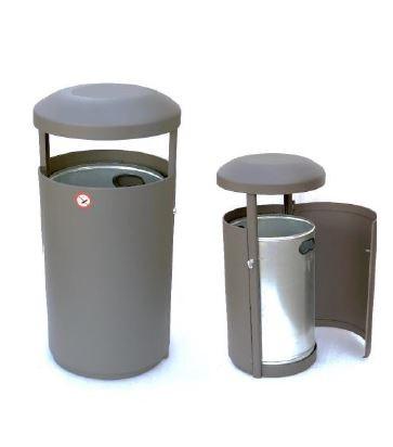 Poubelle Citadine en Métal Malibu - Grande Contenance - 140 Litres - Anti-Corrosion et Anti-UV_0