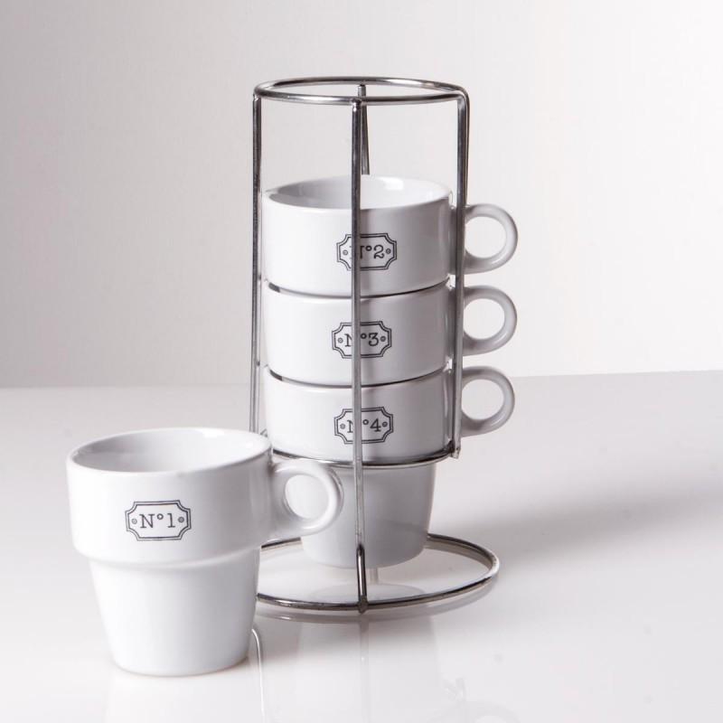 SET DE 4 MUGS AVEC RACK BLANC - PARIS PRIX_0