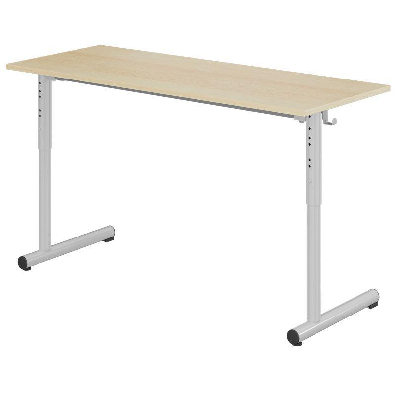 Table scolaire réglable - Pieds ronds - 2 places - 130x50 cm - Fabrication française - Normes NF_0