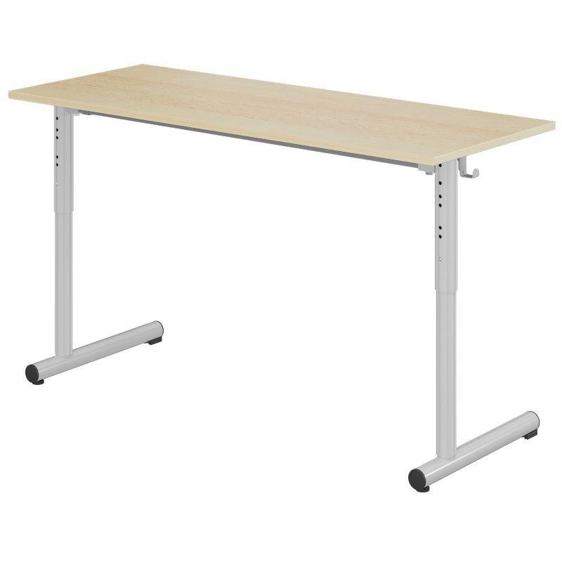 TABLE SCOLAIRE RÉGLABLE PIEDS RONDS 2 PLACES : 130X50 CM_0