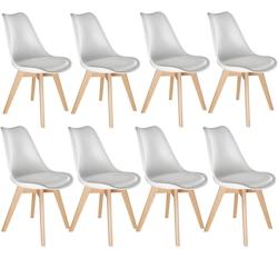Tectake 8 Chaises de Salle à Manger FRÉDÉRIQUE Style Scandinave Pieds en Bois Massif Design Moderne - blanc -403985 - blanc plastique 403985_0