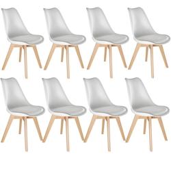 TECTAKE Ensemble de 8 Chaises de Salle à Manger rembourrées ergonomiques blanc -403985 - blanc plastique 403985_0