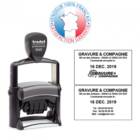Tampon dateur Trodat Metal Line 5460 - empreinte 3 + 3 lignes - 56 x 33 mm - avec empreinte offerte_0