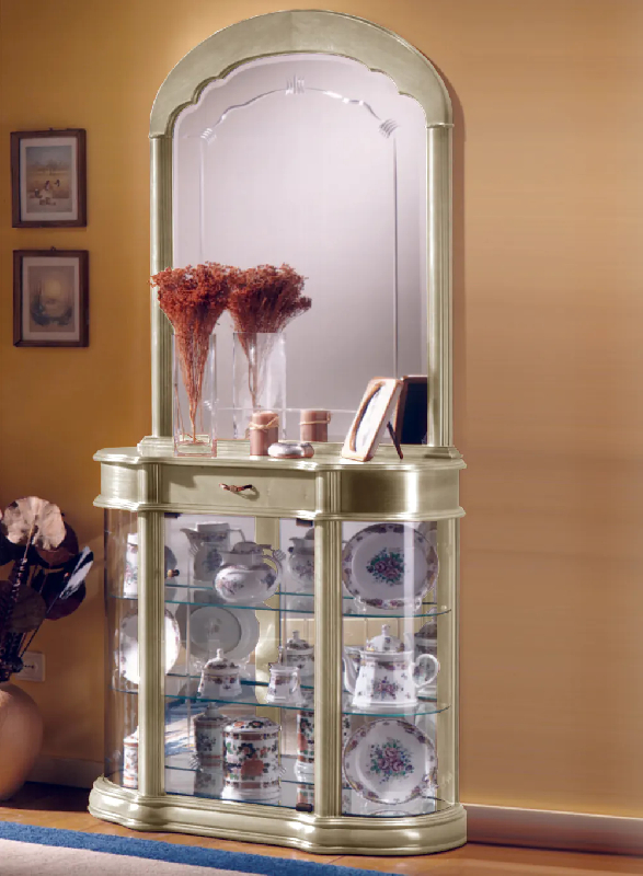 Vitrine coiffeuse en bois dv27va - laqué crème cérusé_0