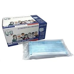 50 masques jetables chirurgicaux bleus taille adulte - AR00043BE_0