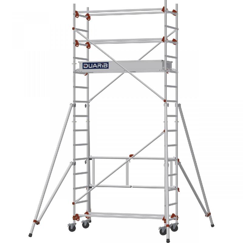 Échafaudage roulant aluminium AL 165 version base pliante - Hauteur de travail : 4,80 m - DUARIB - 613353_0