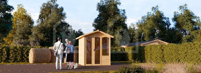 Abri de jardin gamma - 3,43m² - Pin nordique naturel - 185x185cm - Épaisseur murs 14mm_0
