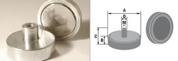Aimant permanent néodyme - base magnétique IMA 8 SCA-N - filetage intérieur - diamètre 8 mm_0
