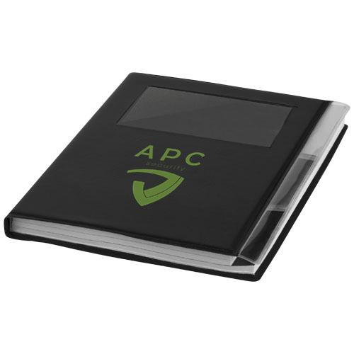 Carnet de notes A5 Tasker - couverture rigide avec logement pour cartes de visite et 120 feuilles lignées_0