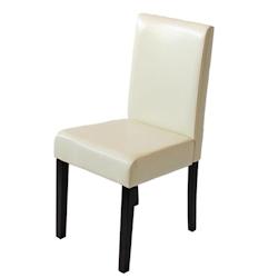 Décoshop26 - Chaise de salle à manger cuisine en synthétique crème pieds en bois foncé design moderne 04_0002313 - 3000269432694_0