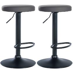 Décoshop26 - Lot de 2 tabourets de bar design simple avec assise en synthétique gris et cadre métal noir TDB10686 - gris 3002474832696_0