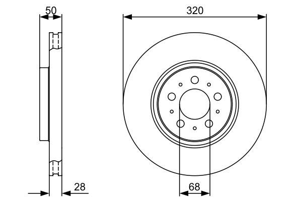 Disque de frein Bosch 0986479321 - ventilé - avant - 5 trous_0