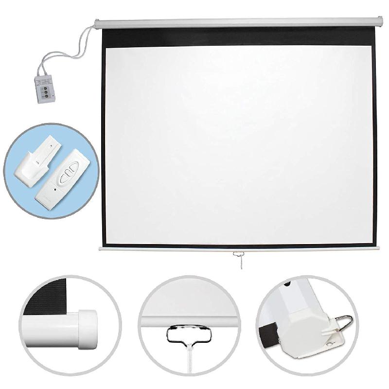 Écran de projection vidéoprojecteur cinéma motorisé - 100 pouces - 203 x 152 cm - télécommande - toile 3 couches_0