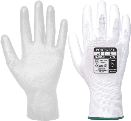Gants anti-coupures enduits PU blanc A120 - Taille XXS - Résistance à l'abrasion et à la déchirure_0