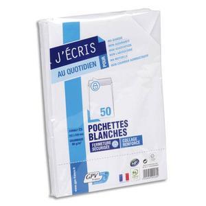 Gpv paquet de 50 pochettes vélin blanc auto-adhésives 90g format c5 162x229mm référence 572_0