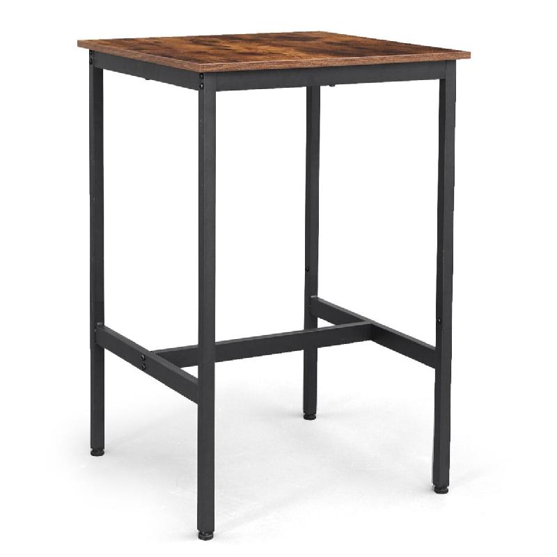 Helloshop26 - Table haute table de bar carrée cadre en acier robuste 60 x 60 x 90 cm montage facile pour cuisine salon style 12_0007677 - 30002242108_0