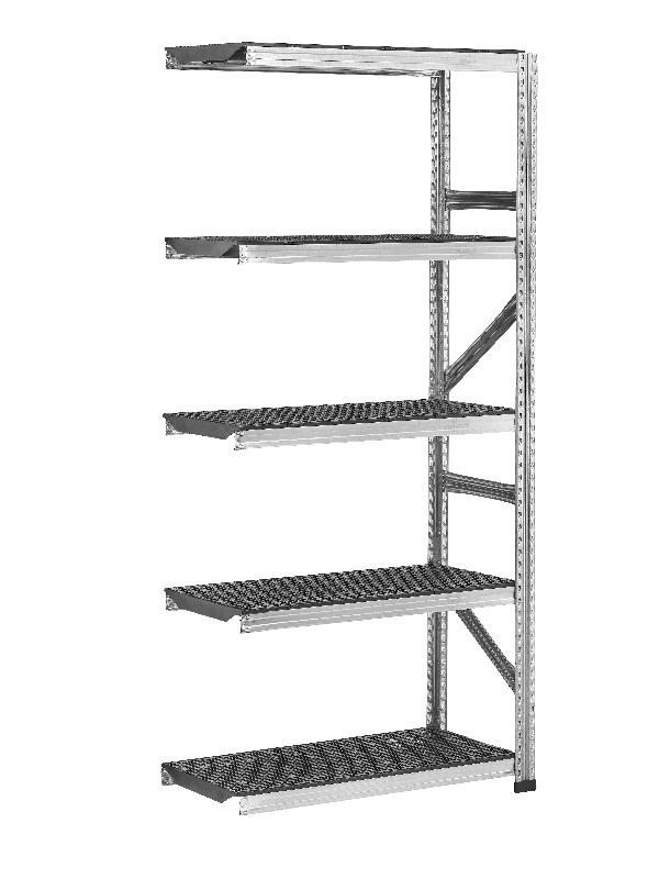 Rayonnage Galvaplast noir - L.1050 x P.400 mm - Kit complet avec tablettes réglables_0