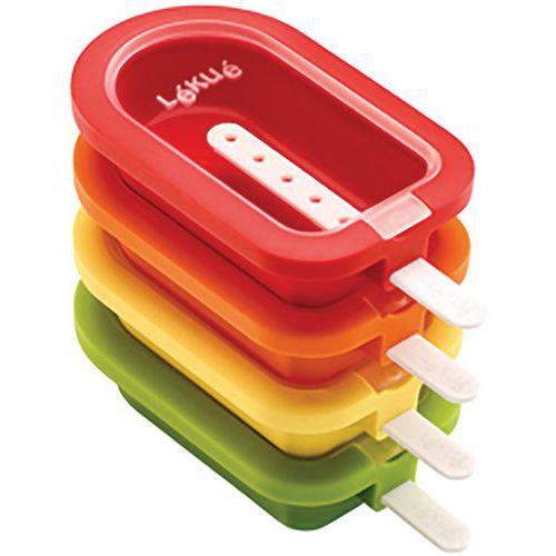 LOT DE 4 MOULES À GLACE ESQUIMAU EMPLIABLES COLORIS ASSORTIS