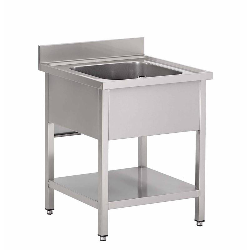 Plonge inox avec étagère basse 1 bac 700 x 700 x 850mm - GN199_0