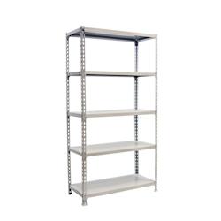 PROREGAL Étagère pour charges lourdes METAL SHARK | HxLxP 180x90x50cm | Charge du compartiment 180kg | Blanc - gris métal PR_RS3-17_0