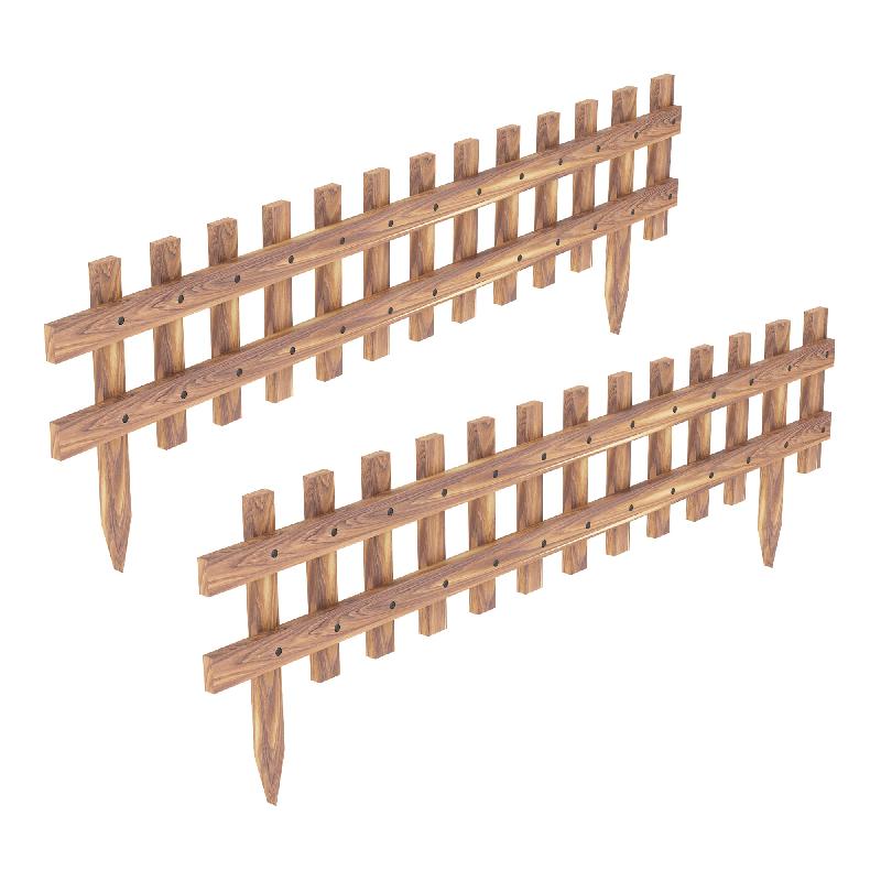 Set de 2 bordures de jardin en bois - 117 x 40 cm - 13 lattes par clôture - Réf. 03_0006544_0