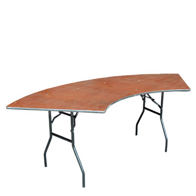 Table pliante 1/4 de rond Ø 152/76 x H 74 cm - Bois contreplaqué avec pieds métal pliables_0
