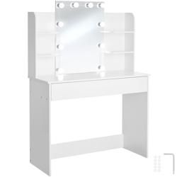 TecTake GmbH tectake Coiffeuse LUISE avec miroir et tiroir à 4 étagères  blanc - 405392 - blanc Bois massif 405392_0