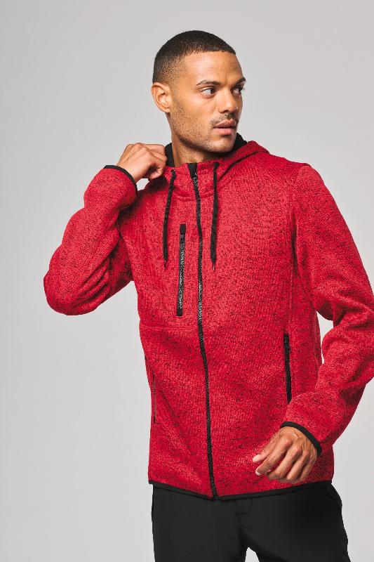 Veste à capuche chinée homme - Réf: PA365 - PROACT - Tricot intérieur gratté 100% polyester_0