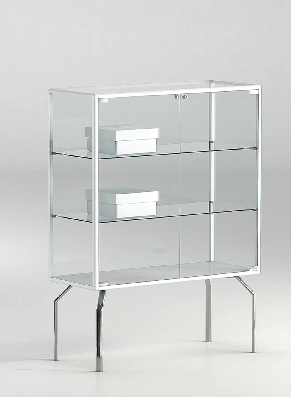 Vitrine design sur piétement 91-12pva - blanc poli_0