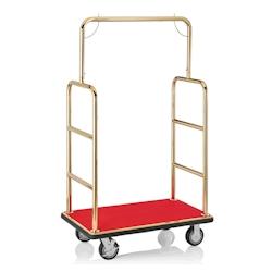 WAS Germany - Chariot à bagages, 105,5 x 62,5 x 183 cm, doré, tapis rouge, acier inoxydable (2244000) - rouge inox 2244 000_0