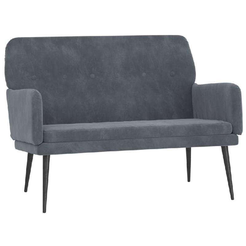 Banc banquette en velours gris foncé - 108 x 79 x 79 cm - Cadre en métal robuste - Réf : 02_0010709_0