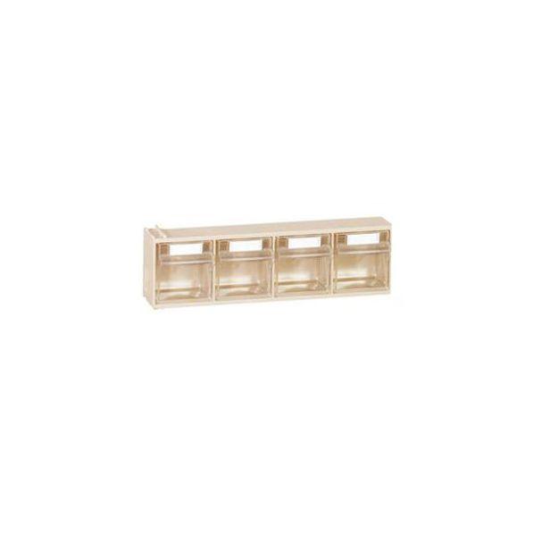 Bloc-tiroir 4 cases Beige - Superposable avec façades transparentes - Rolléco_0