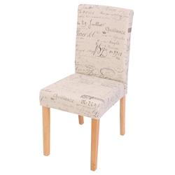 Décoshop26 - Chaise de salle à manger cuisine en tissu crème motif lettres pieds en bois marron design moderne 04_0002321 - marron 3000273232693_0