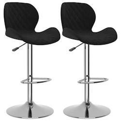 Décoshop26 - Lot de 2 tabourets de bar chaises hautes noir coutures en losange en velours noir et cadre en acier DEC029834 - noir 3000257581922_0