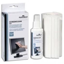 DURABLE KIT SCREENCLEAN POUR ÉCRANS ET SURF VITRÉES (1 VAPO 125ML+20 CHIFFONS)